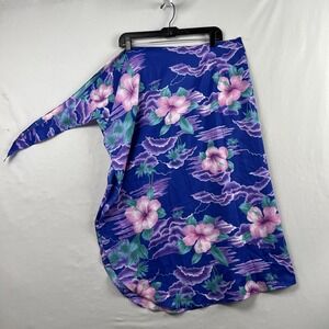 Hilo Hattie Hawaiian Hibiscus Floral Sarong Wrap Midi Skirt Adjustable One Size